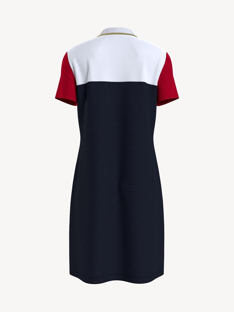 Dresses Tommy Hilfiger Quarter-Zip Colorblock Polo Mujer Azules | CL_W21107