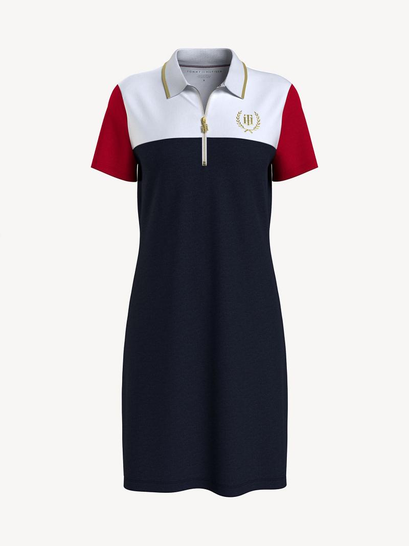 Dresses Tommy Hilfiger Quarter-Zip Colorblock Polo Mujer Azules | CL_W21107