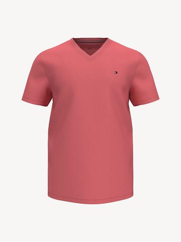Camiseta Tommy Hilfiger Essential V-Neck Hombre Rojas | CL_M31036