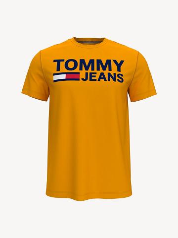 Camiseta Tommy Hilfiger Logo Hombre Amarillo | CL_M31051