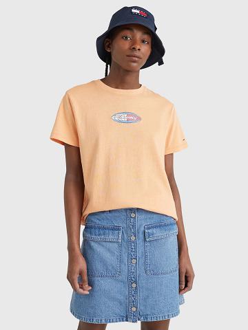 Camiseta Tommy Hilfiger Surf Globe Logo Mujer Naranjas | CL_W21481