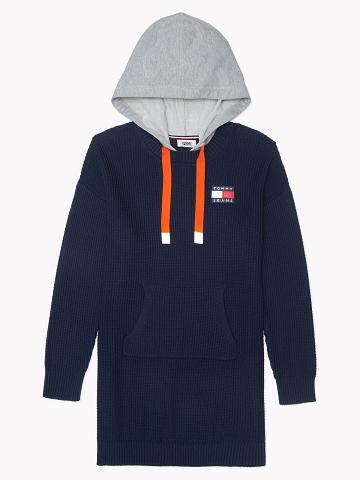Dresses Tommy Hilfiger Essential Mixed Media Hoodie Sueter Mujer Azules | CL_W21067