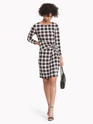Dresses Tommy Hilfiger Essential Plaid Jersey Long-Sleeve Mujer Negras | CL_W21069