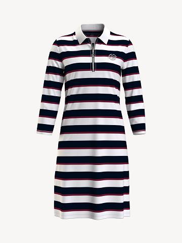 Dresses Tommy Hilfiger Essential Slim Fit Stripe Polo Mujer Blancas Negras | CL_W21075