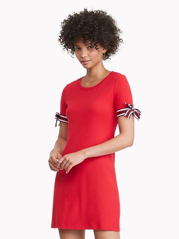 Dresses Tommy Hilfiger Essential Tie-Sleeve Mujer Rojas | CL_W21080